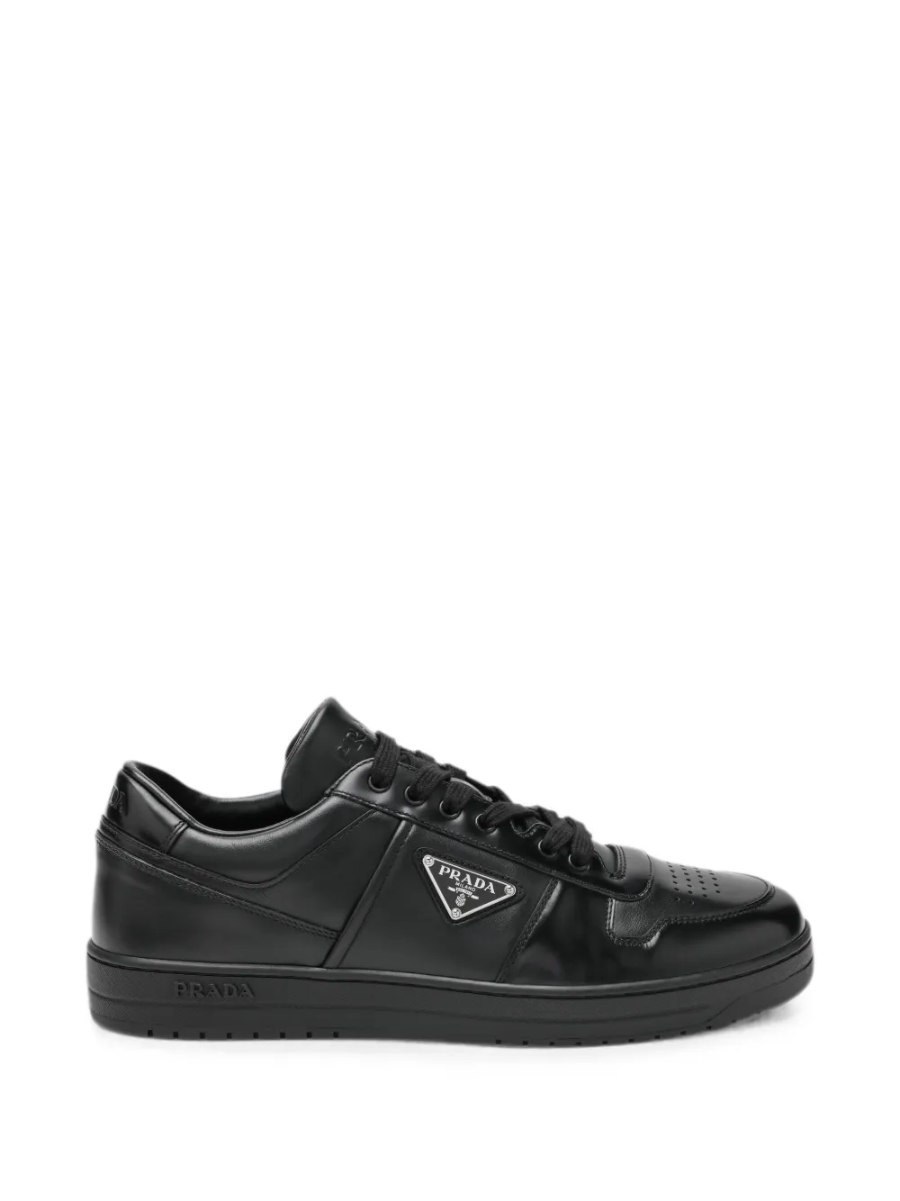 Prada Downtown triangle-logo leather sneakers Zwart