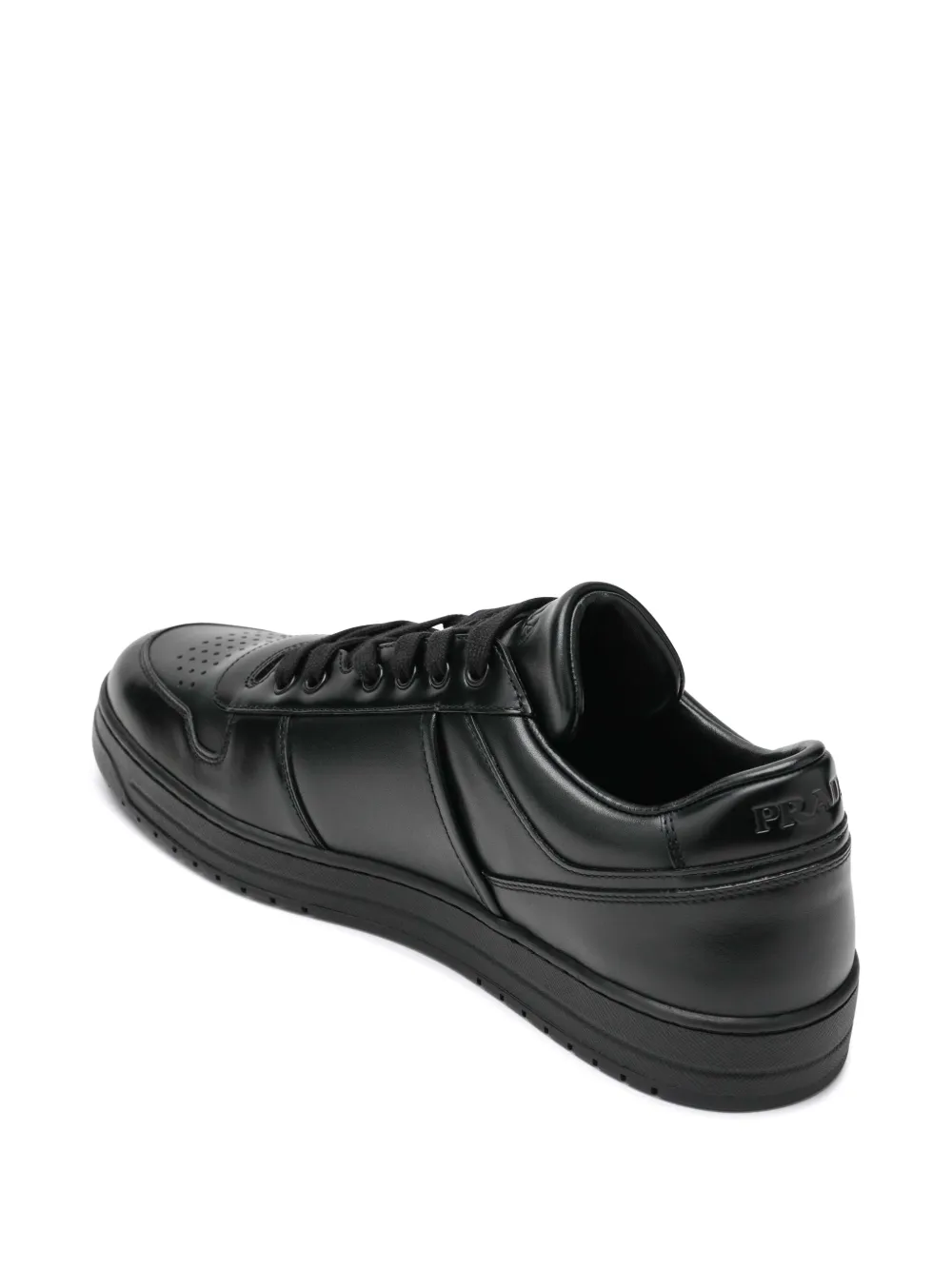 Prada Downtown triangle-logo leather sneakers Zwart