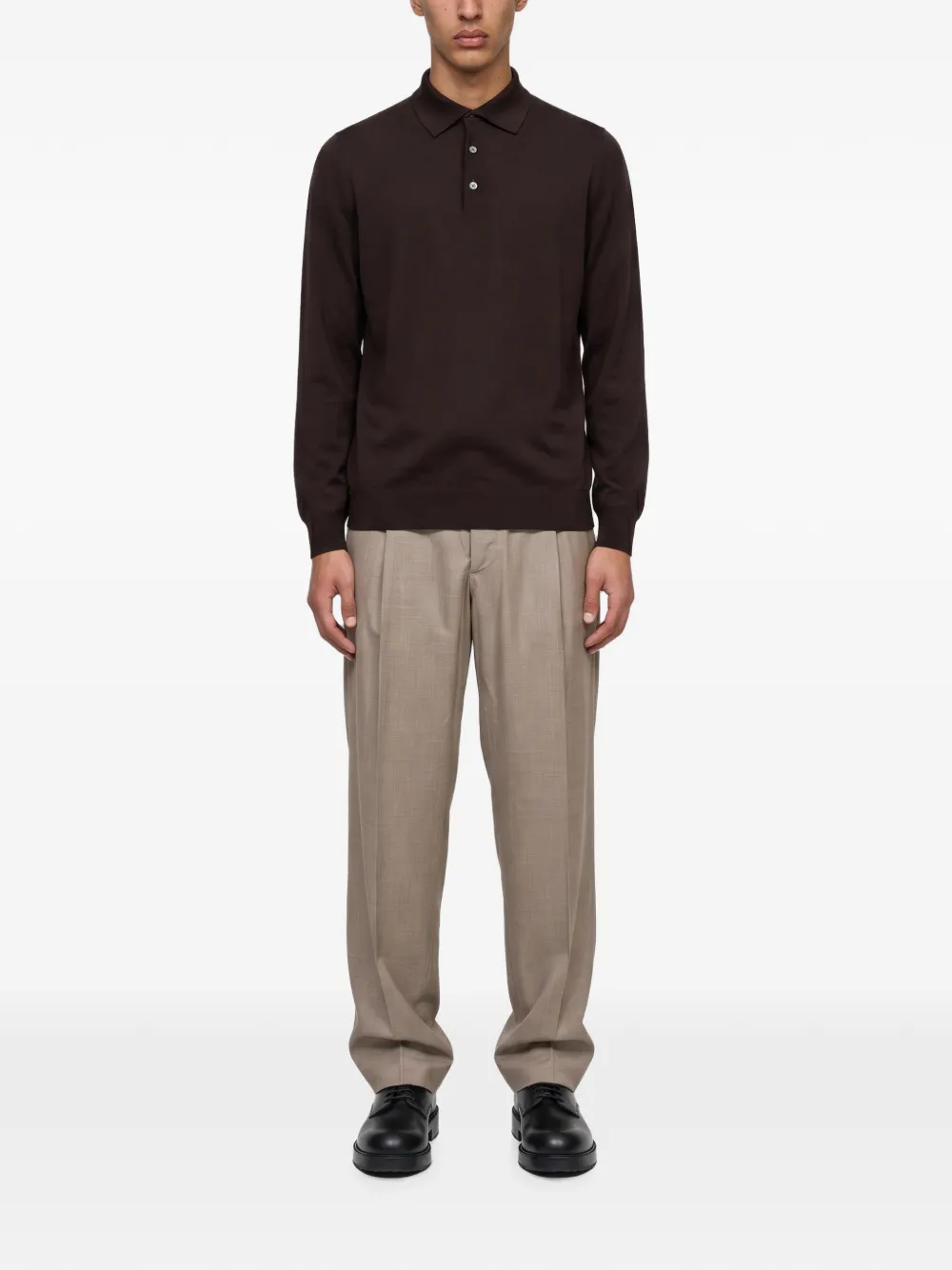 Lardini Poloshirt met lange mouwen Bruin