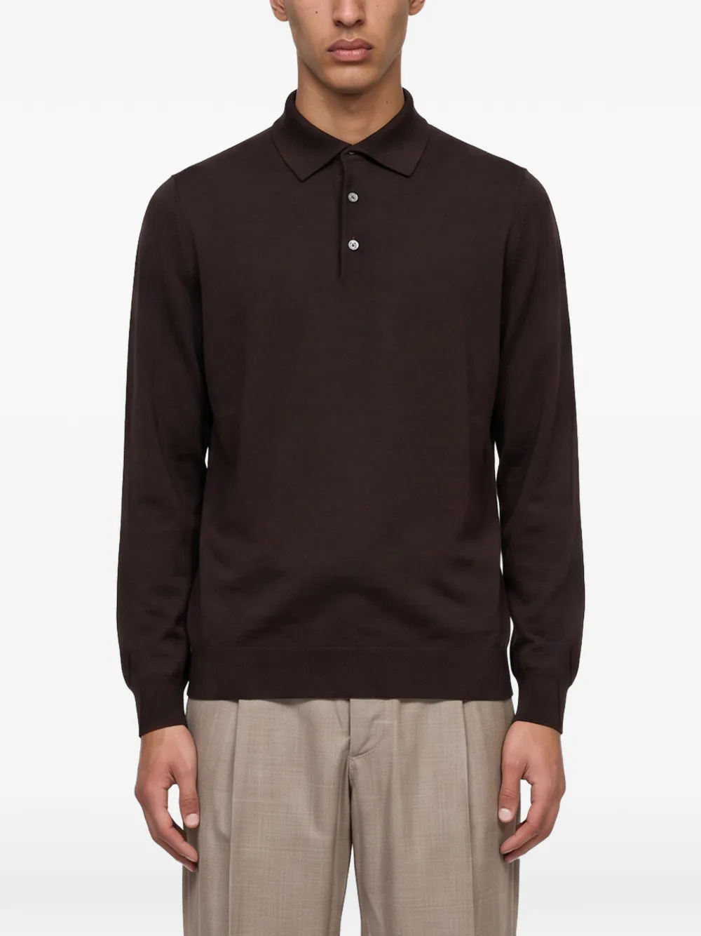 Lardini Poloshirt met lange mouwen Bruin