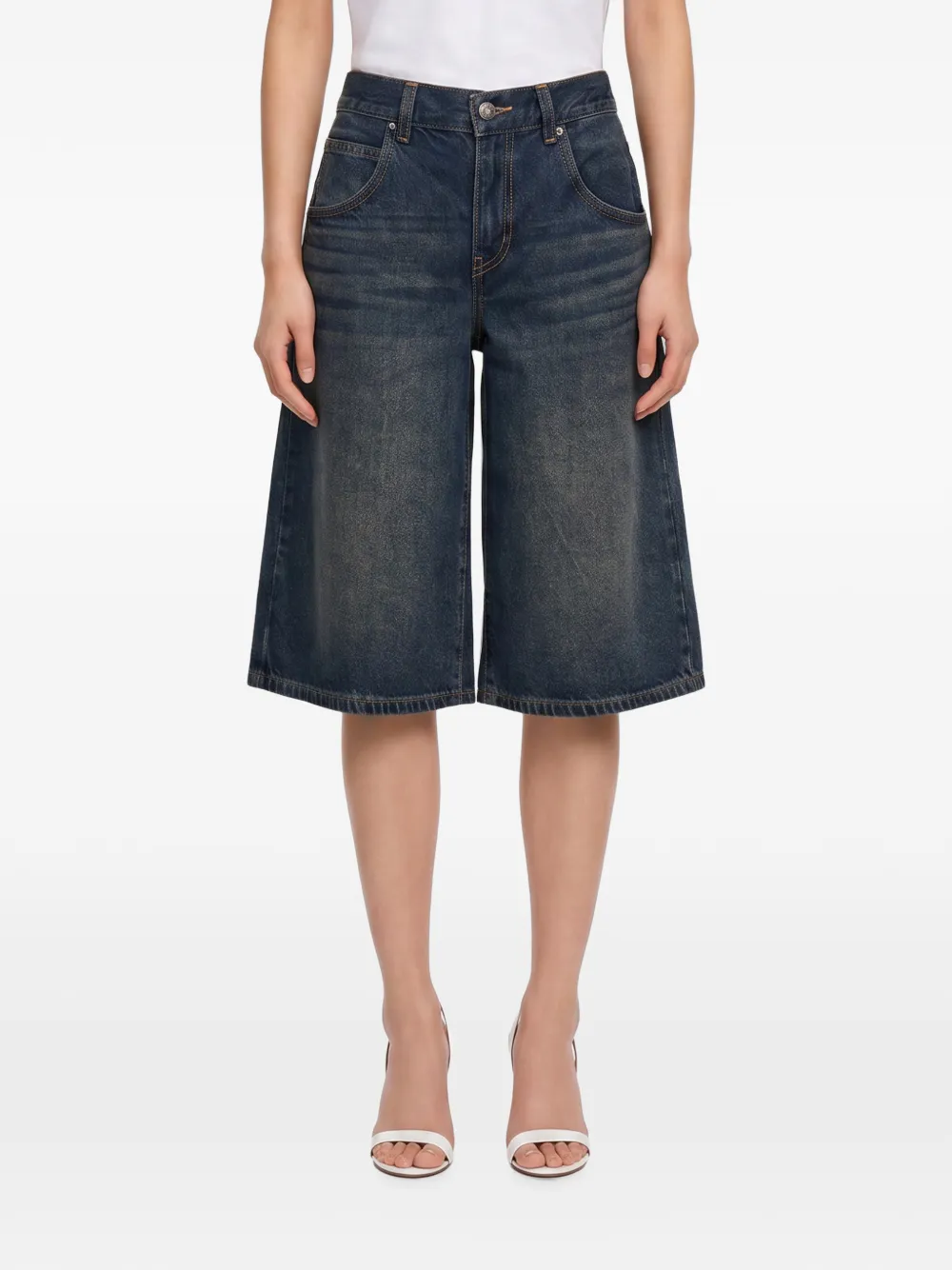 Levi's Super Baggy faded-effect knee-length shorts Blauw