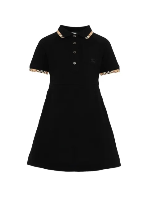 Burberry Kids vestido tipo polo con ribete Check