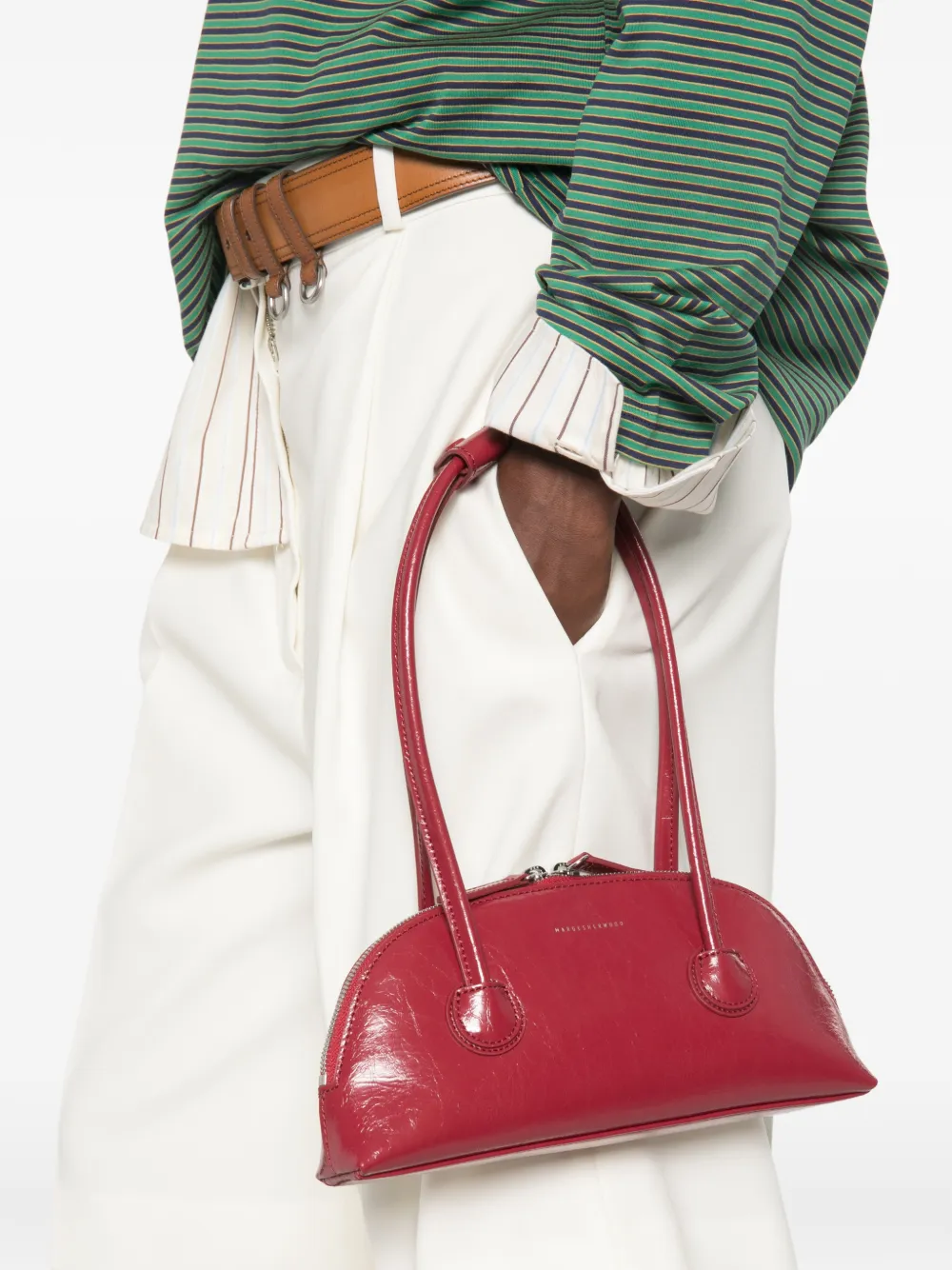 Marge Sherwood Bessette leren shopper met gekreukt effect Rood