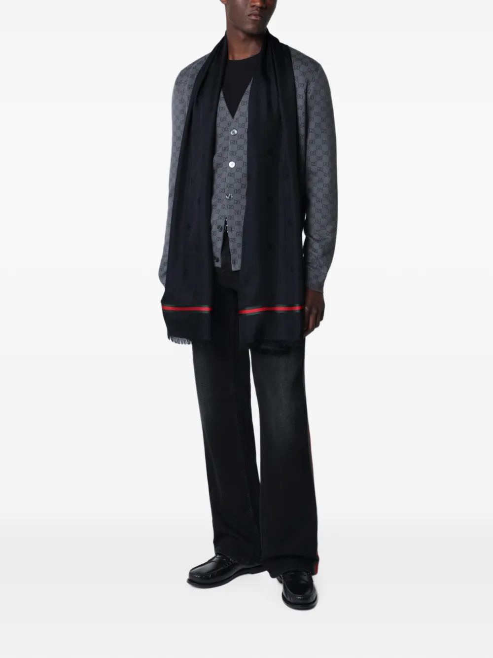 Gucci Double G sjaal met franje Blauw