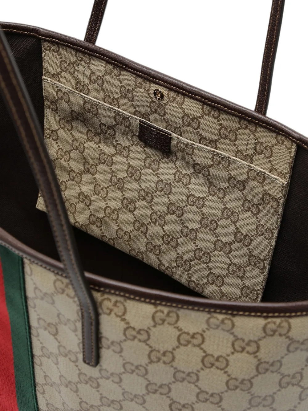 Gucci Grote Tribeca GG Supreme Web shopper Beige
