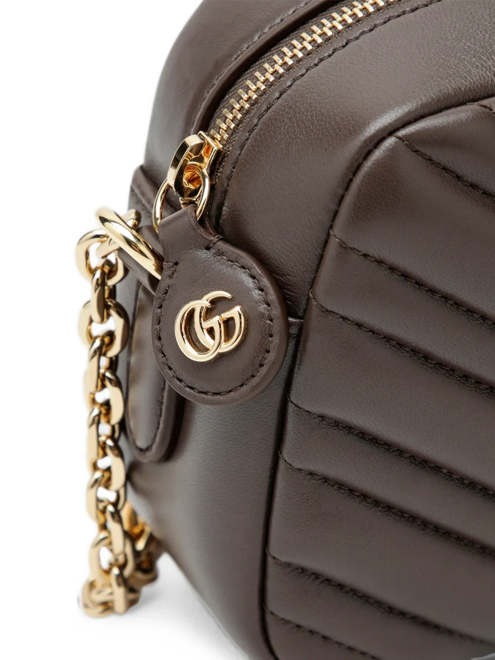 Gucci Kleine GG Marmont matelassé crossbodytas Bruin