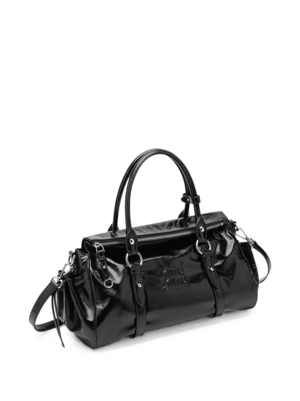 Miu Shopper met logo-reliëf Zwart