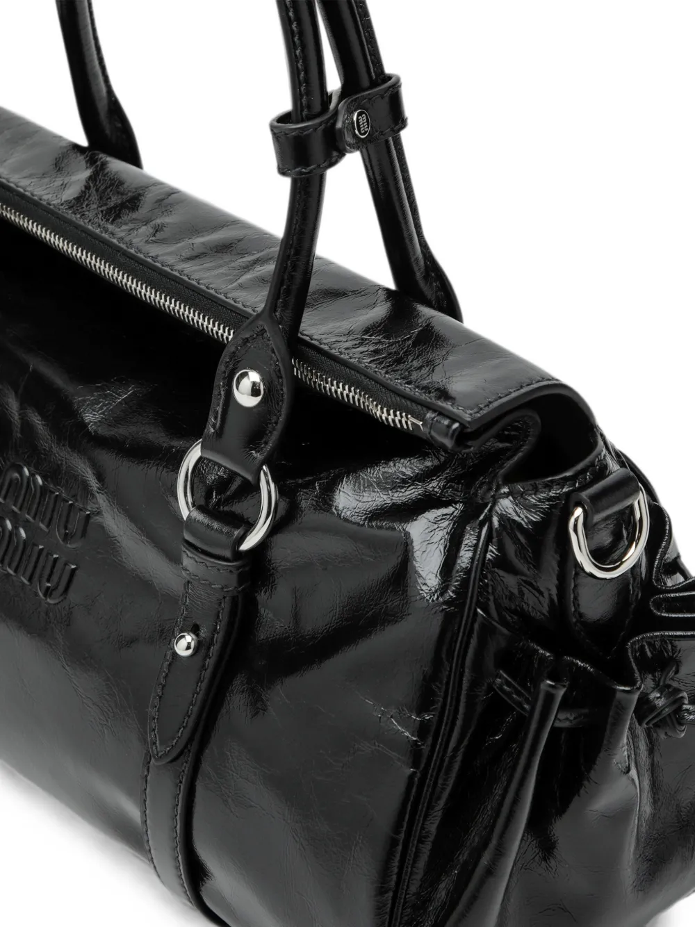 Miu Shopper met logo-reliëf Zwart