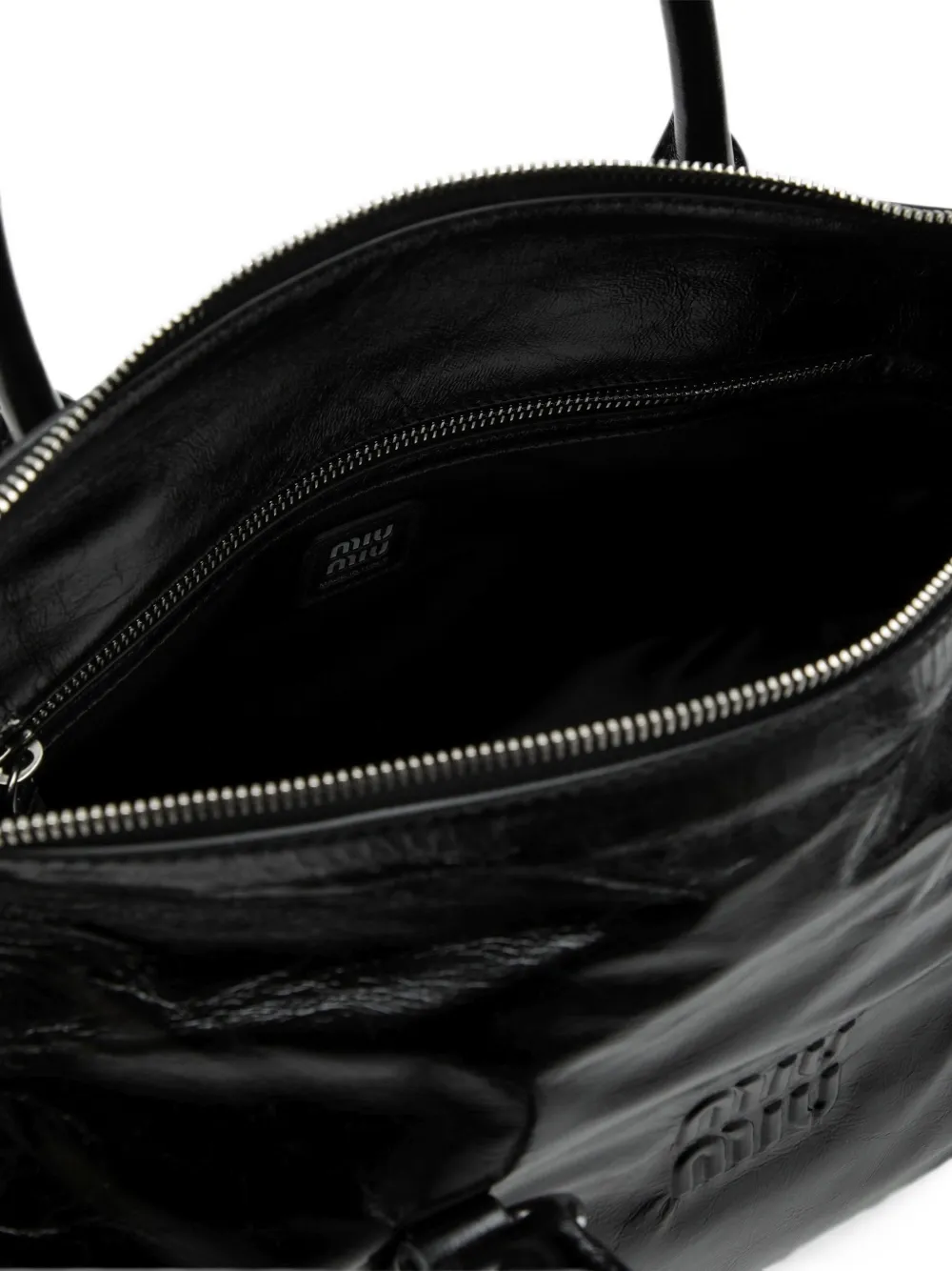 Miu Shopper met logo-reliëf Zwart