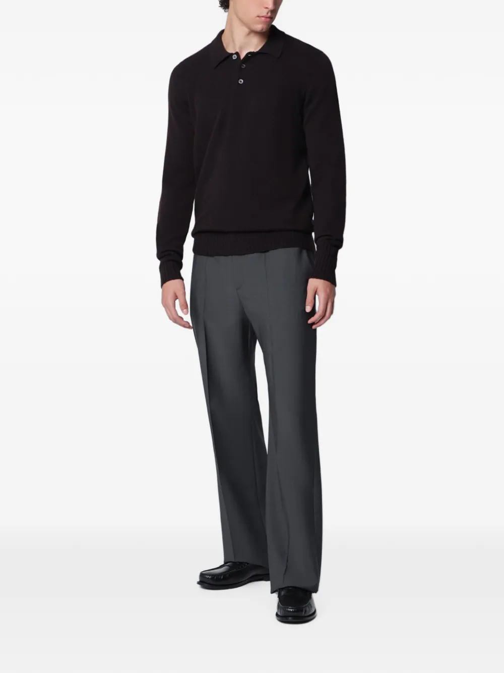 Drumohr Poloshirt met lange mouwen Bruin