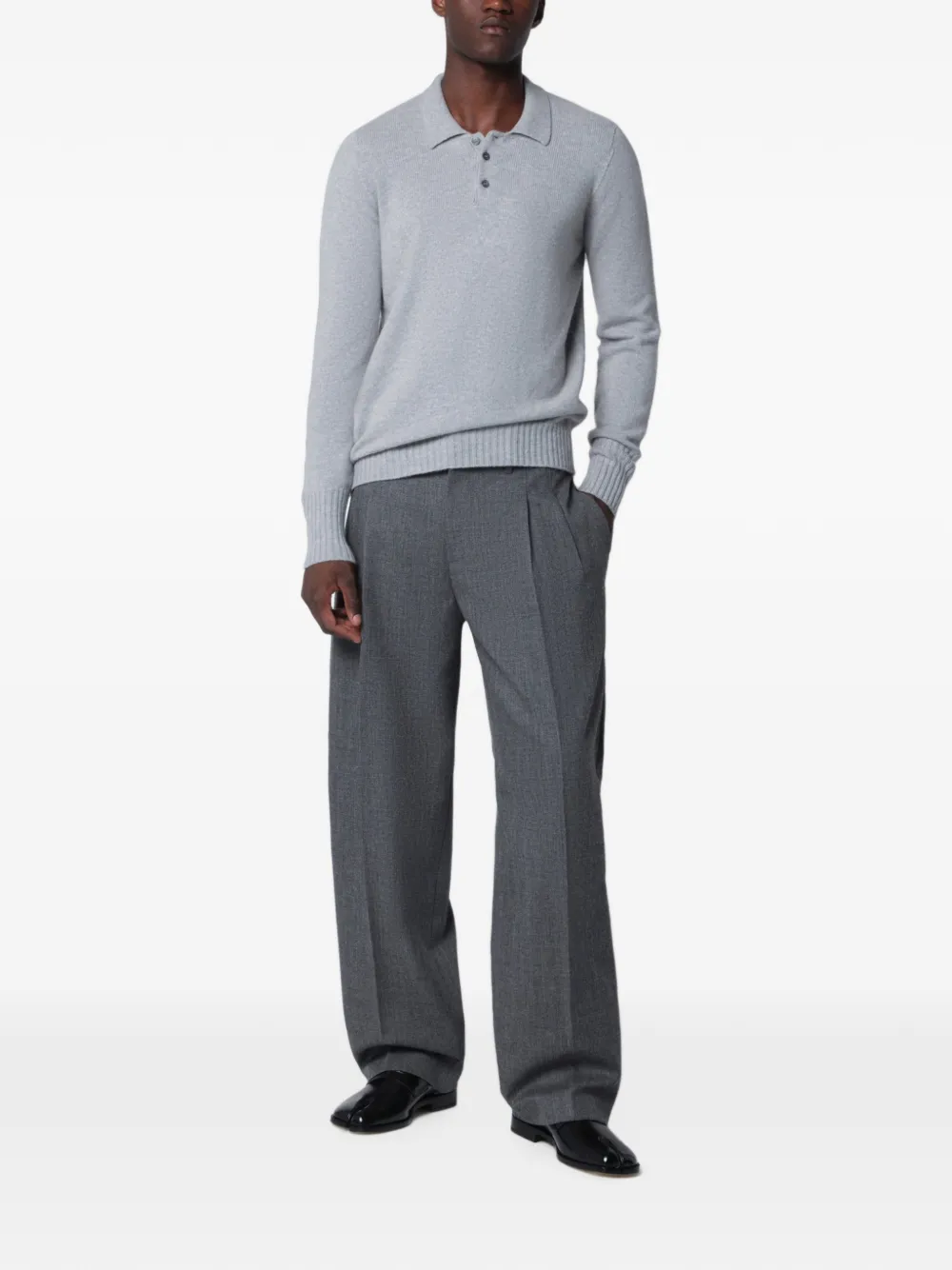 Drumohr Poloshirt met lange mouwen Grijs