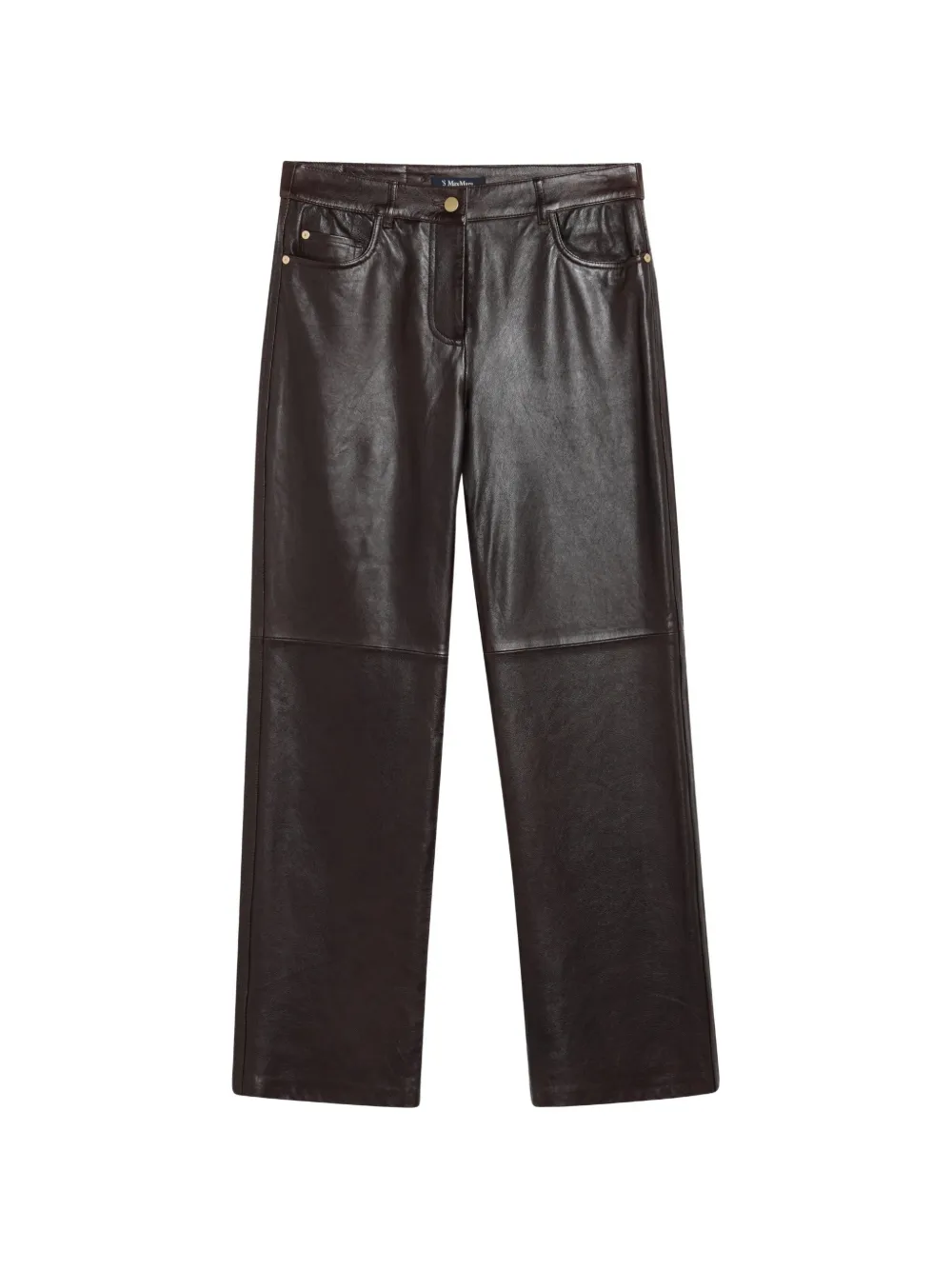 'S Max Mara Pantaloni dritti in pelle - Marrone