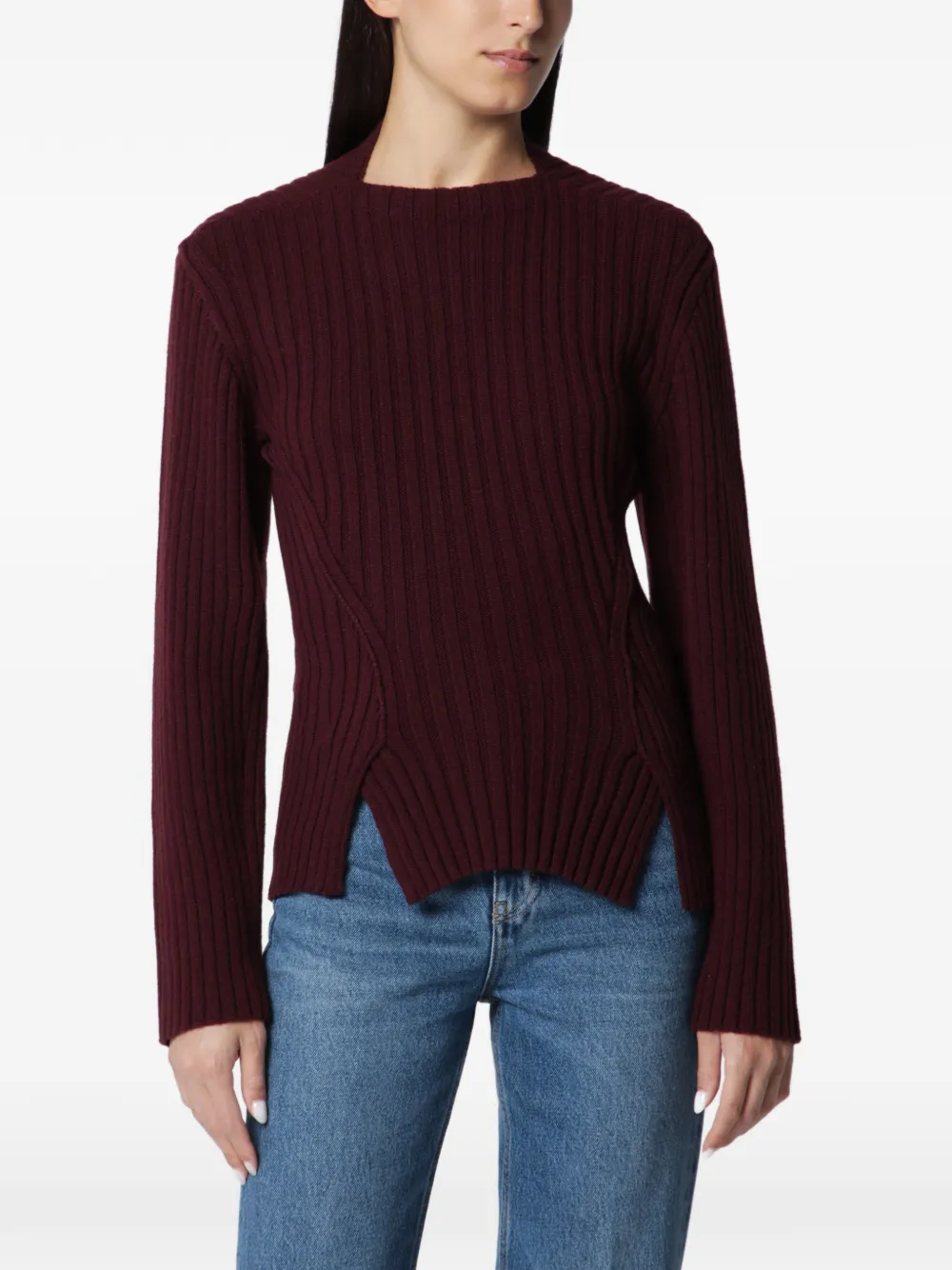 Victoria Beckham ribbed-knit side-slit knitwear - Rot