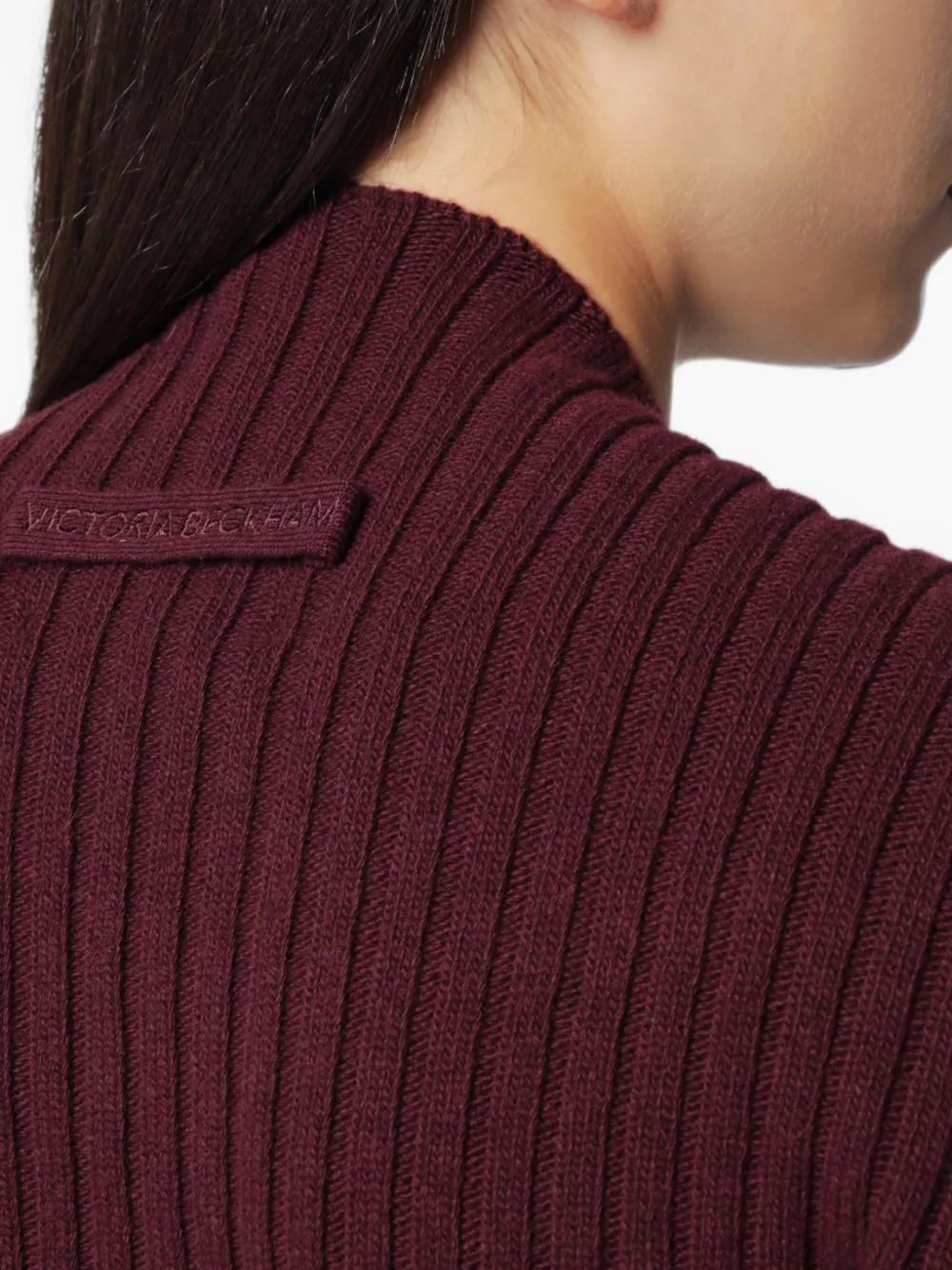 Victoria Beckham Ribgebreide trui met zijsplit Rood