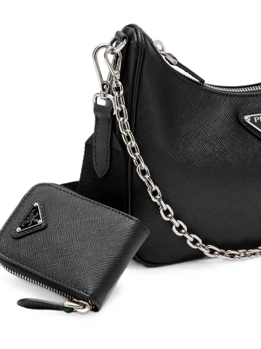 Prada Re-Edition 2005 schoudertas van saffiano leer Zwart