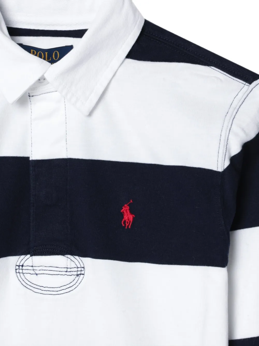 POLO RALPH LAUREN KIDS The Iconic Rugby gestreept poloshirt met lange mouwen Wit