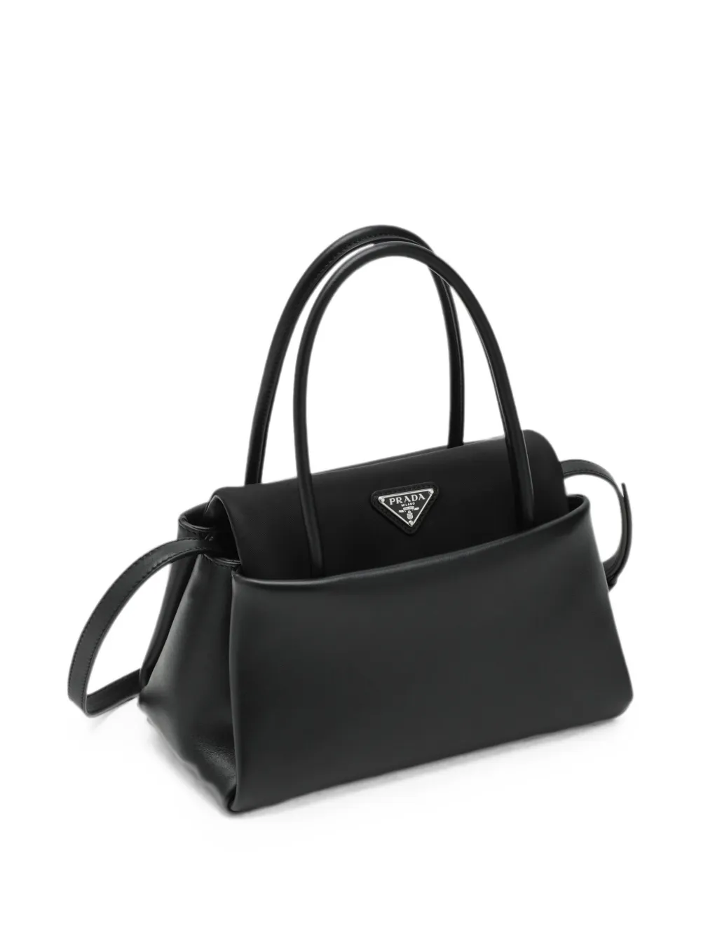 Prada Passage kleine leren tas met Re-Nylon klep Zwart