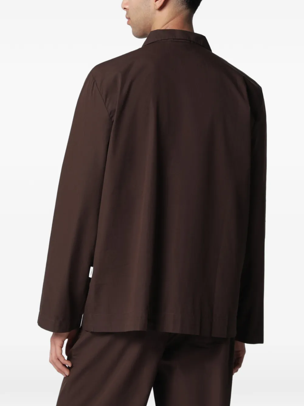 TEKLA Popeline shirt met lange mouwen Bruin