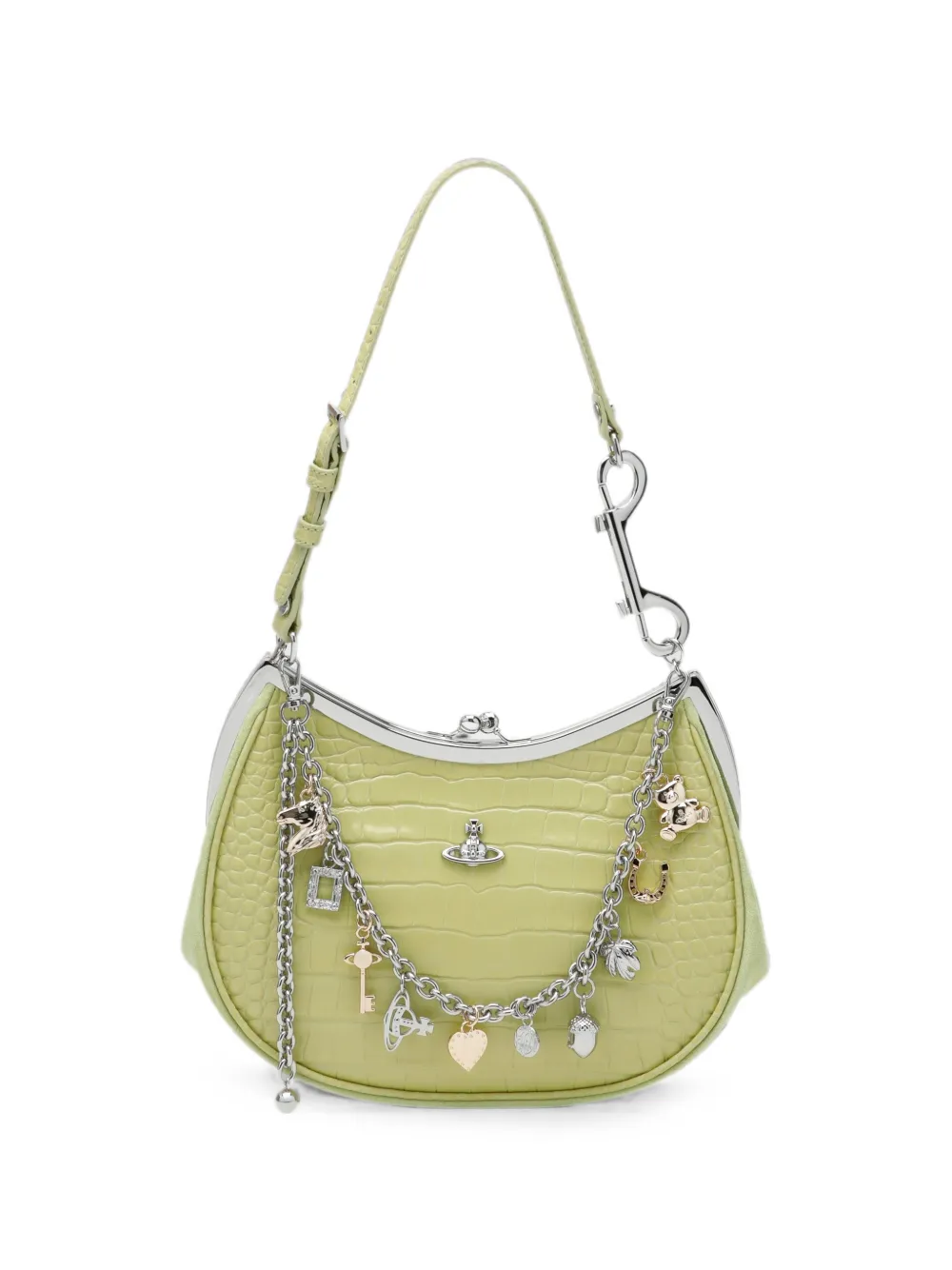 Vivienne Westwood Charm frame croc-effect shoulder bag - Green