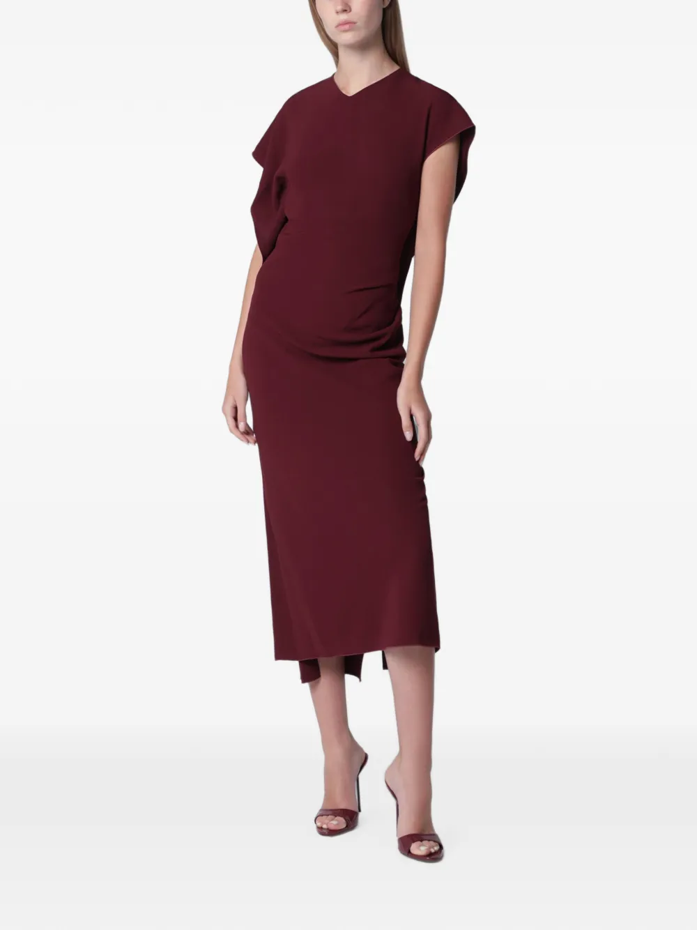 Victoria Beckham Victoria gedrapeerde midi-jurk Rood