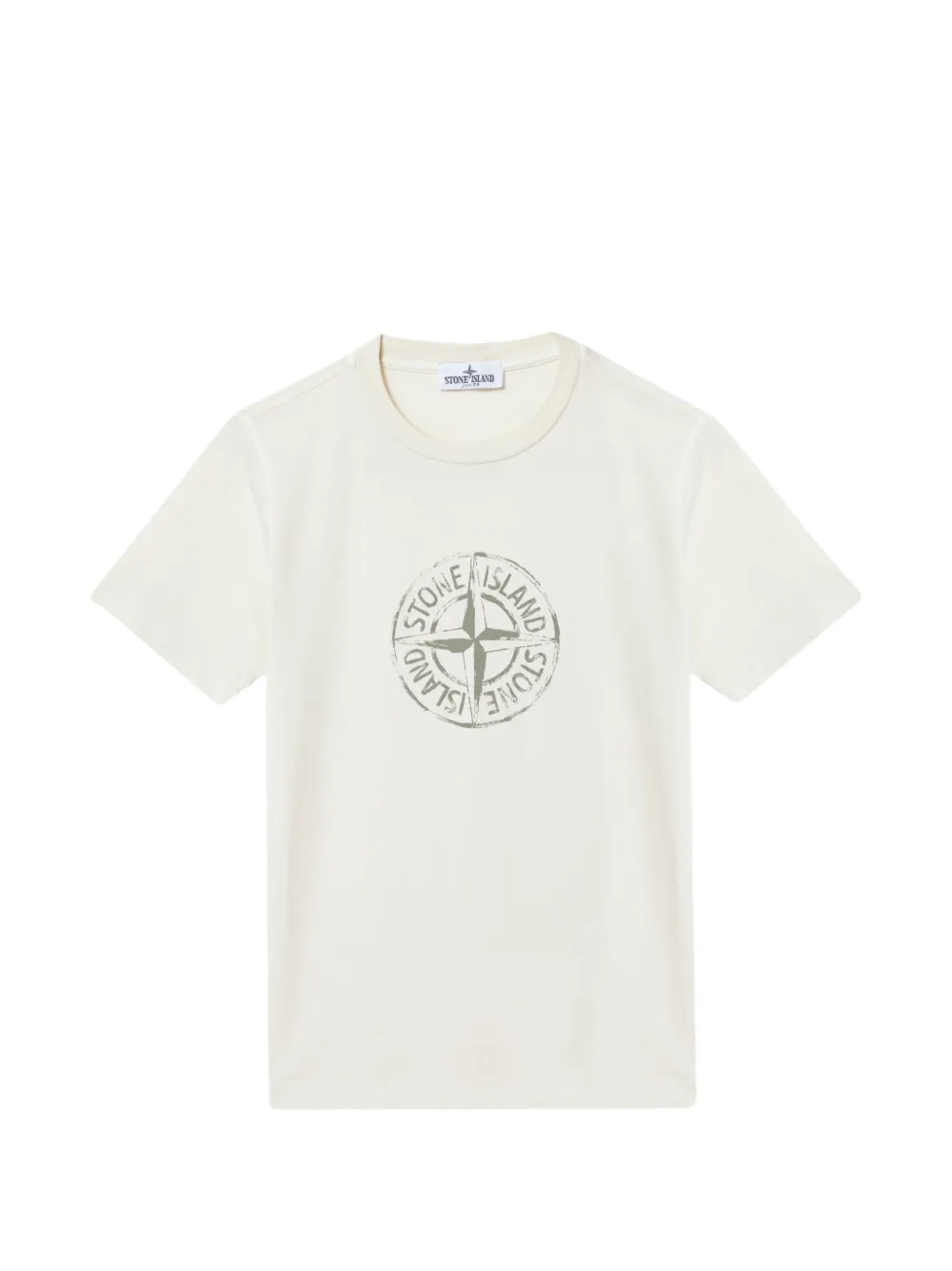Stone Island Junior T-shirt con stampa Compass - Bianco