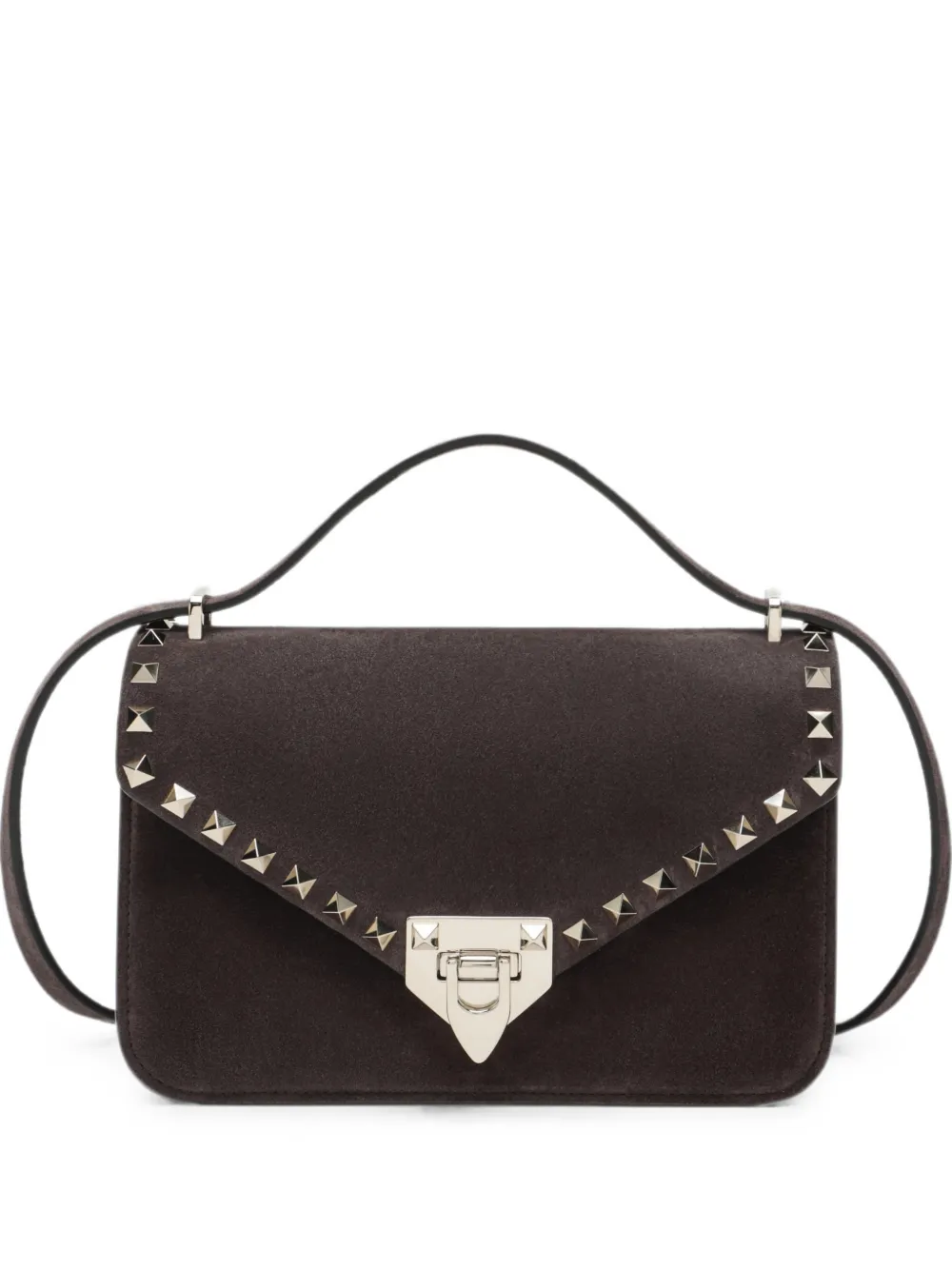Valentino Garavani Rockstud suede shoulder bag - Marrone