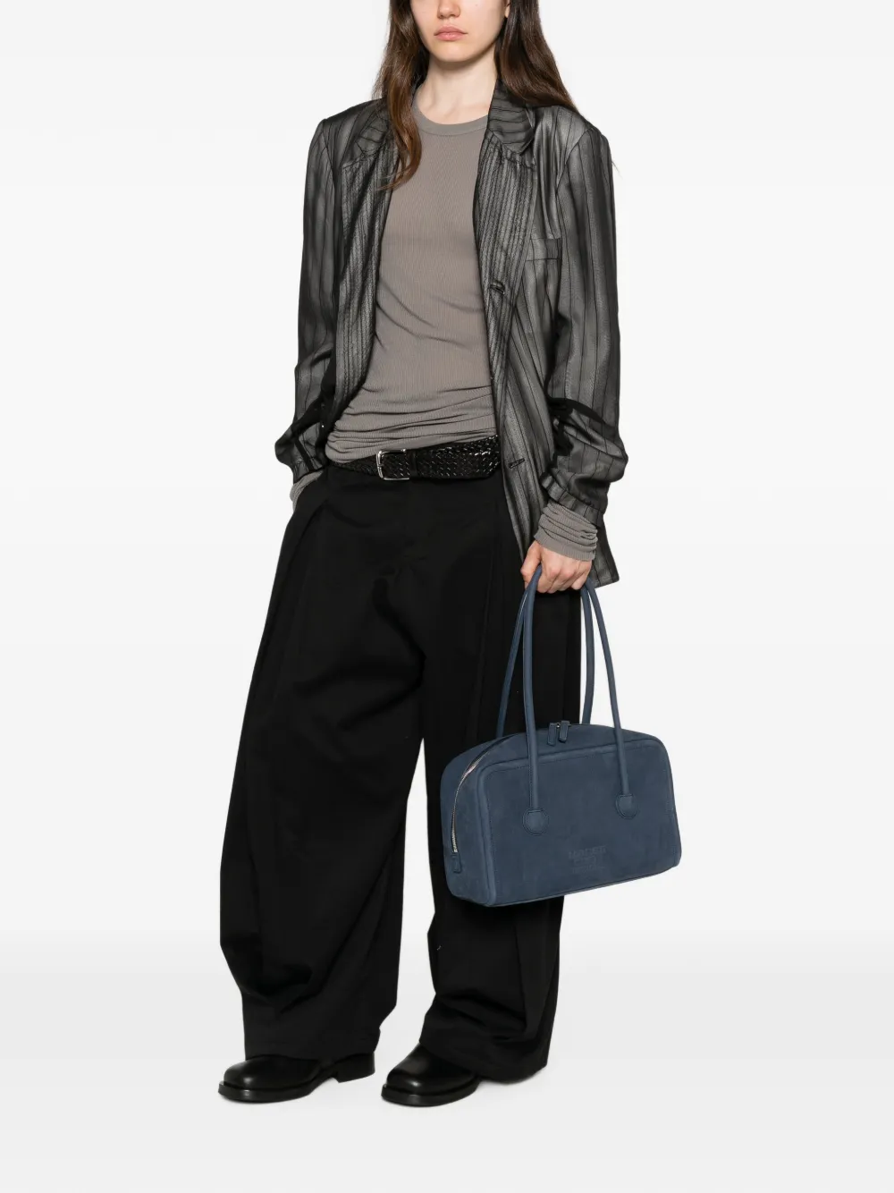 Marge Sherwood Nubuck leren shopper met logo-reliëf Blauw