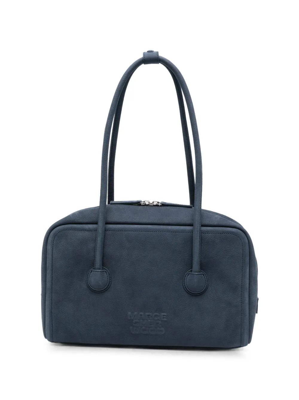 Marge Sherwood embossed-logo nubuck-leather tote bag - Blu