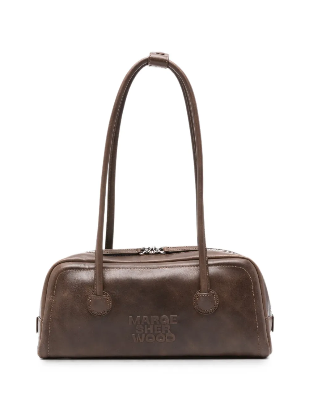 Marge Sherwood logo-debossed leather shoulder bag - Marrone