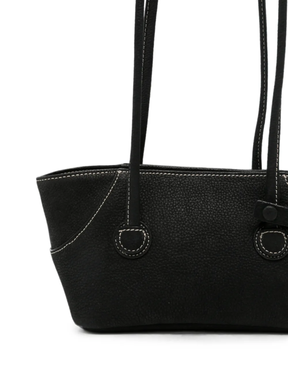 Marge Sherwood Kleine Boat leren schoudertas met contrasterende stiksels Zwart