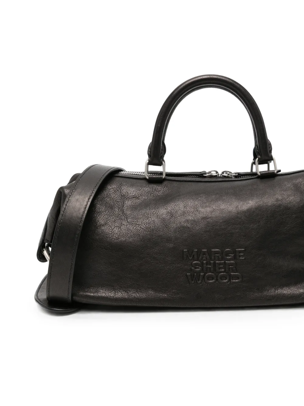 Marge Sherwood Leren shopper met logo-reliëf Zwart