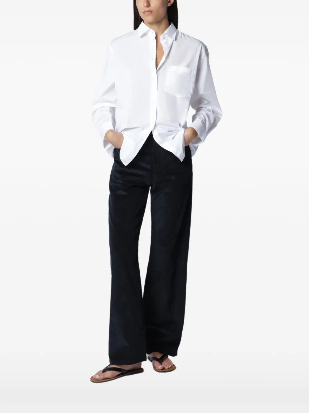Róhe Chest-pocket Cotton Shirt in White, view 2