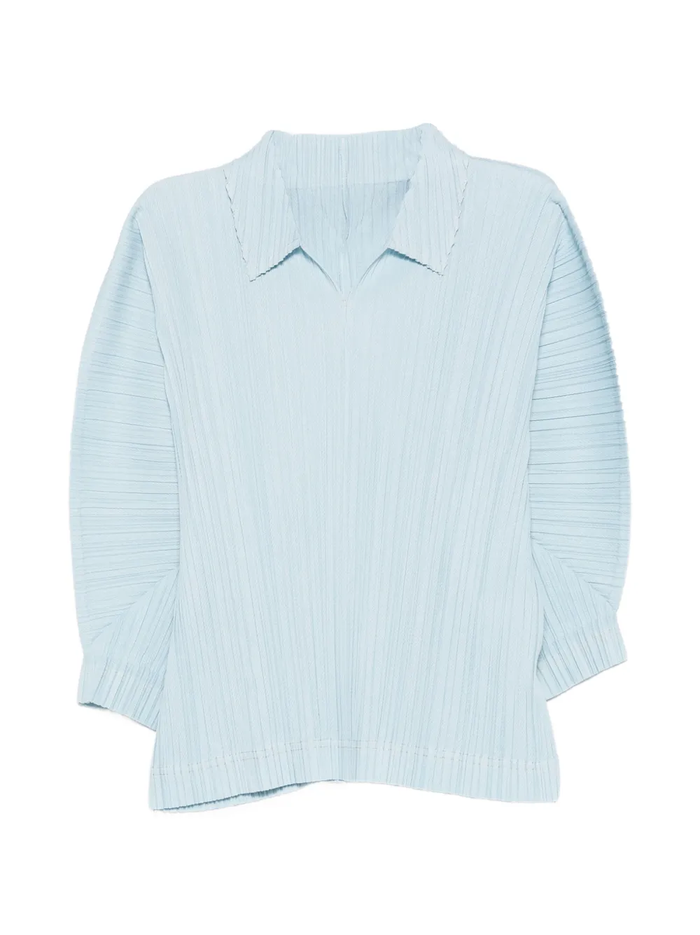 Pleats Please Issey Miyake V-neck pleated T-shirt - Blu