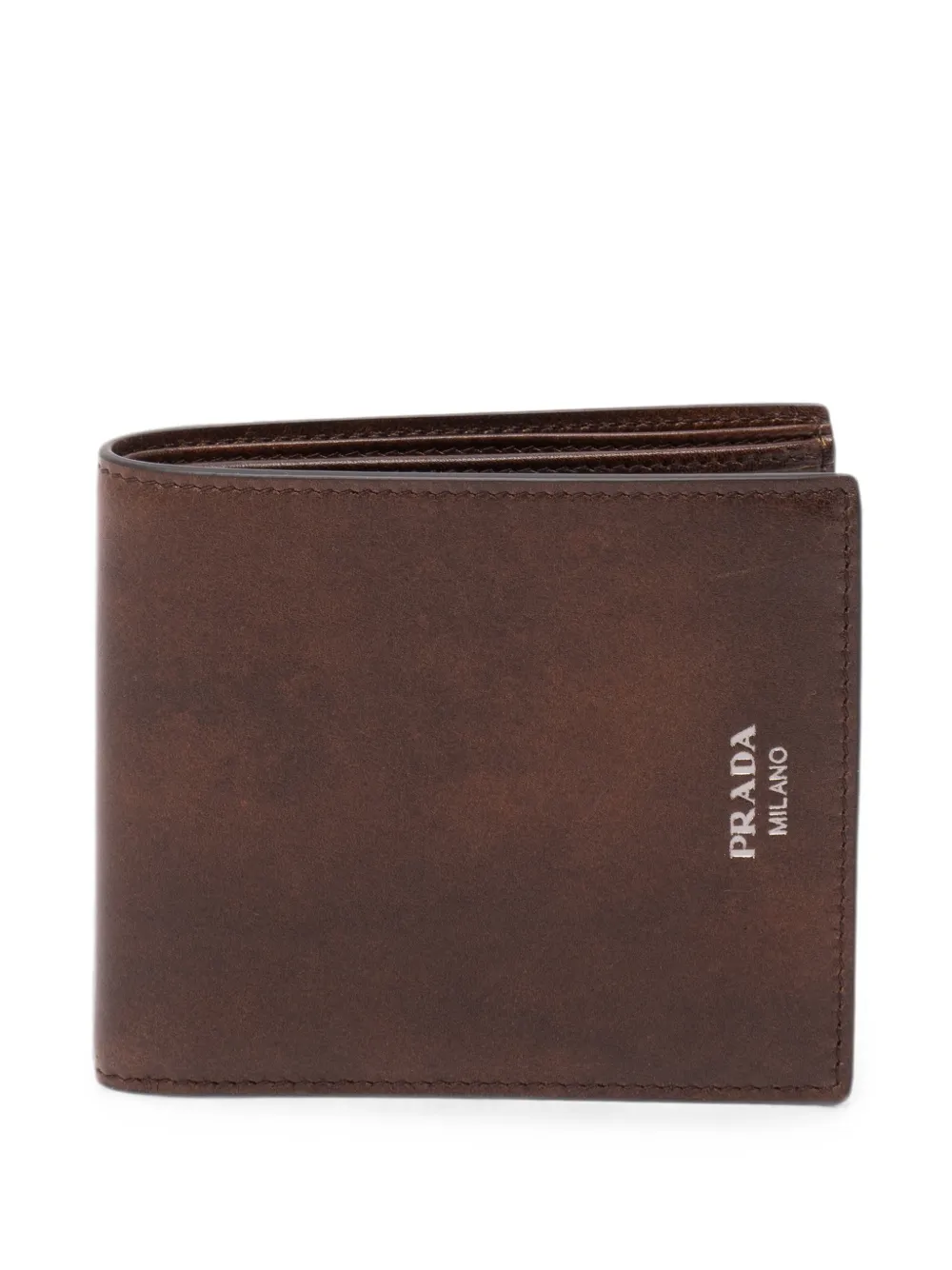 Prada logo-print leather wallet - Marrone