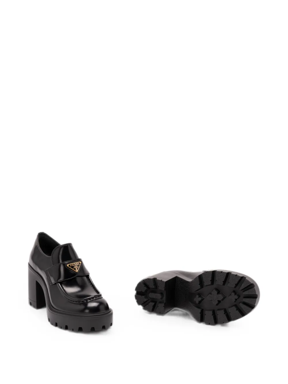Prada logo-plaque chunky-sole loafers Zwart