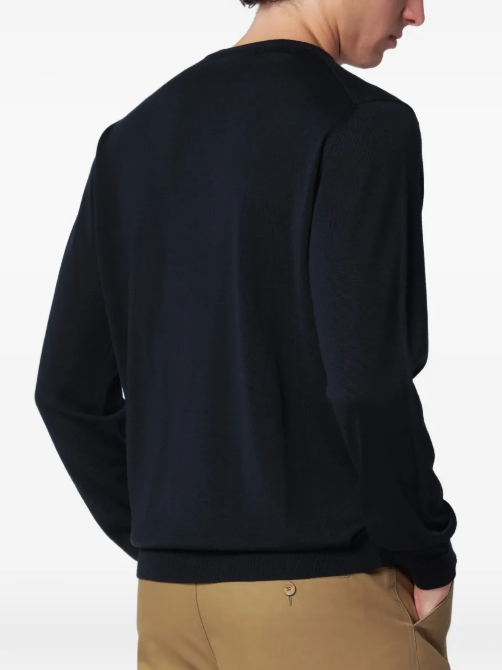 Roberto Collina Trui met ronde hals en geribbelde afwerking Blauw