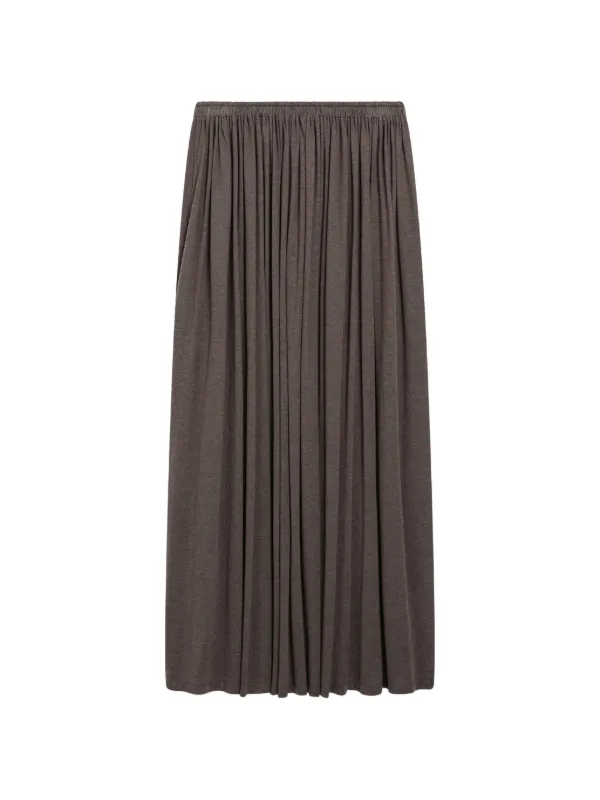 Max Mara Long Pleated Skirt in Lightweight Jersey in Brown