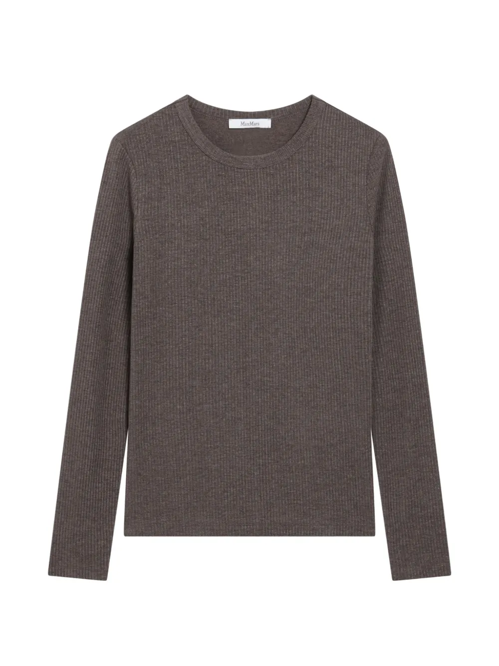 Max Mara ribbed-knit long-sleeve T-shirt - Braun