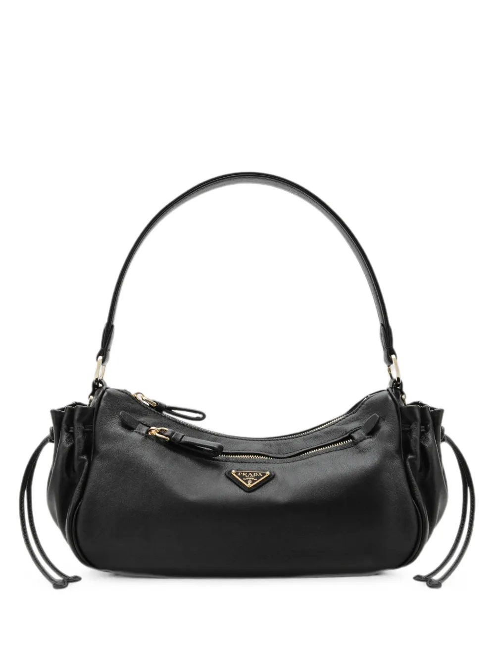 Prada Schultertasche mit Logo-Schild - Schwarz