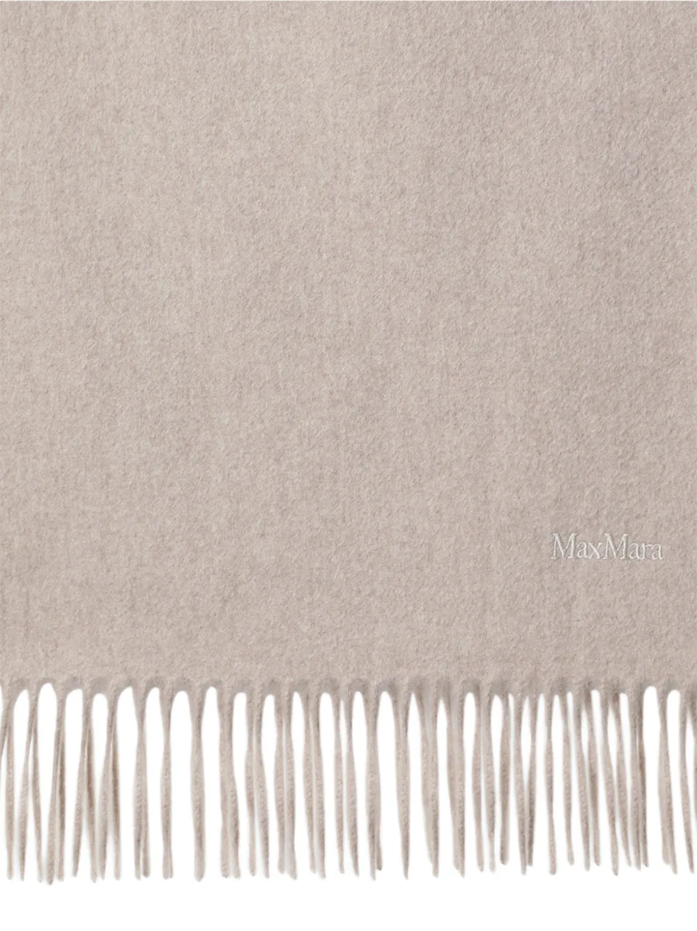 Max Mara Sjaal met geborduurd logo en franje Beige
