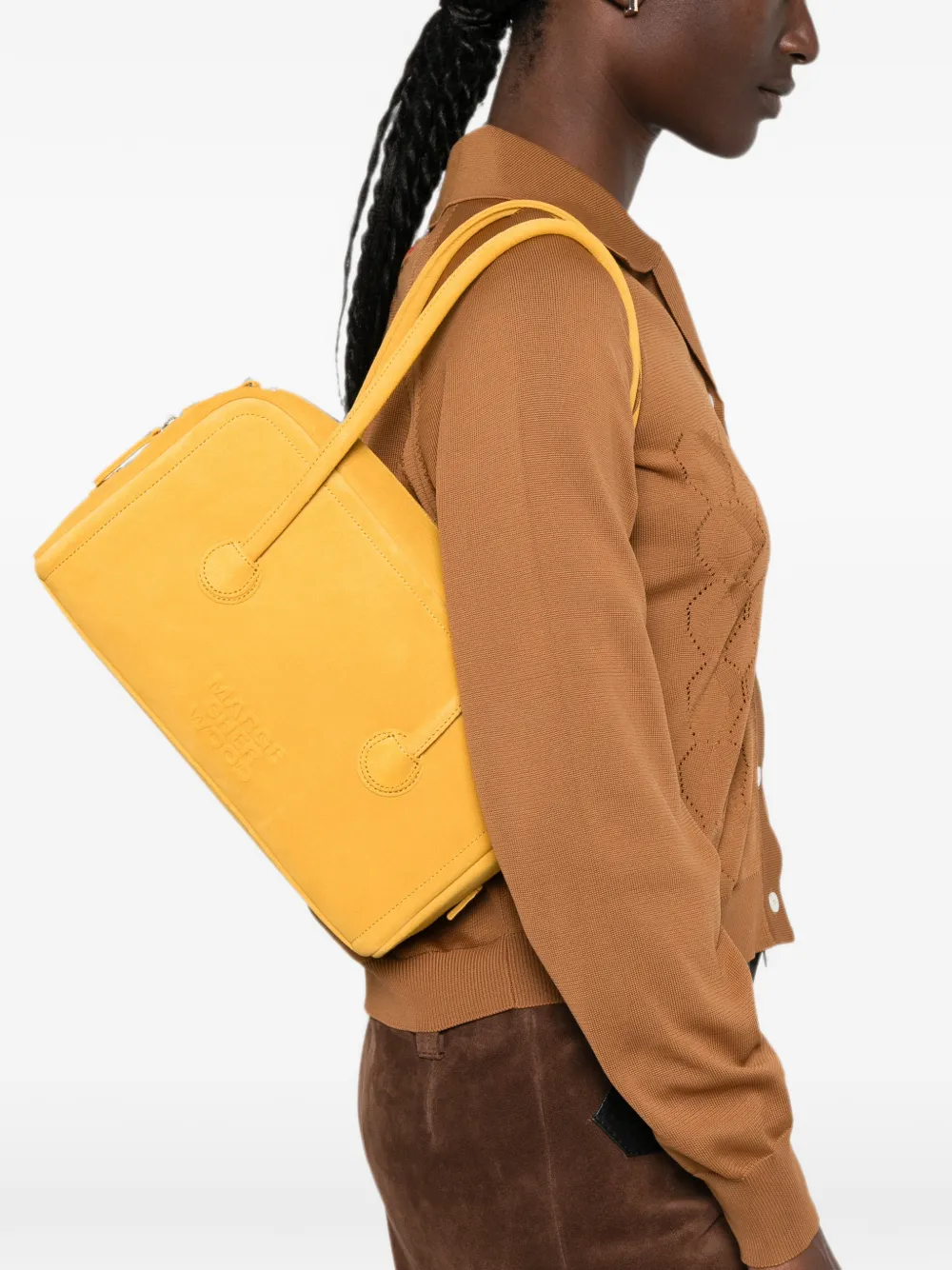 Marge Sherwood Leren shopper met logo-reliëf Geel