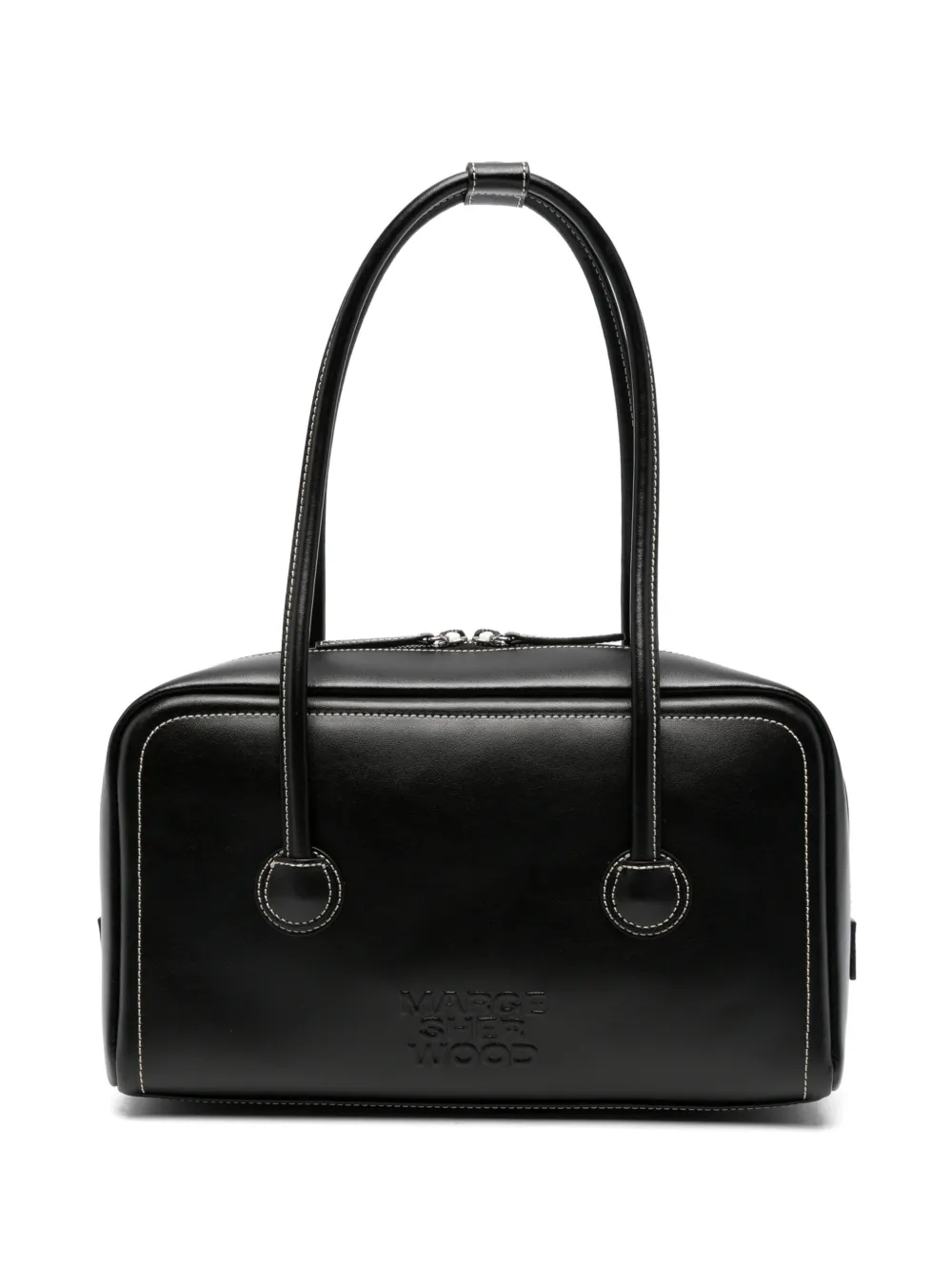 Marge Sherwood contrast-stitch embossed-logo tote bag - Nero