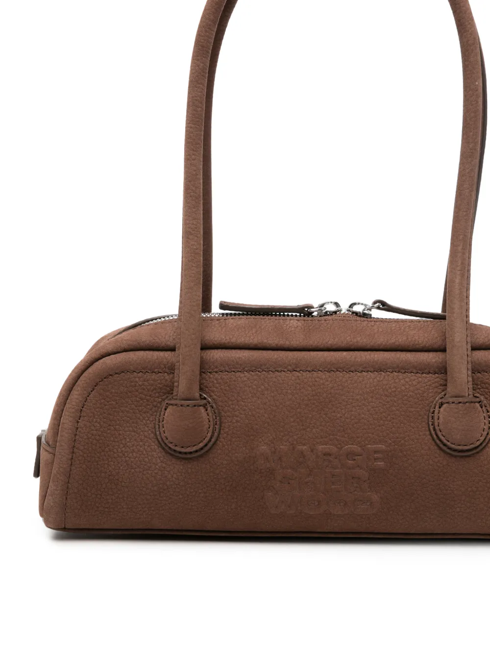 Marge Sherwood Nubuck schoudertas met logo-reliëf Bruin