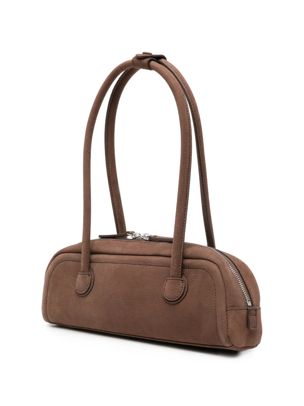 Marge Sherwood Nubuck schoudertas met logo-reliëf Bruin