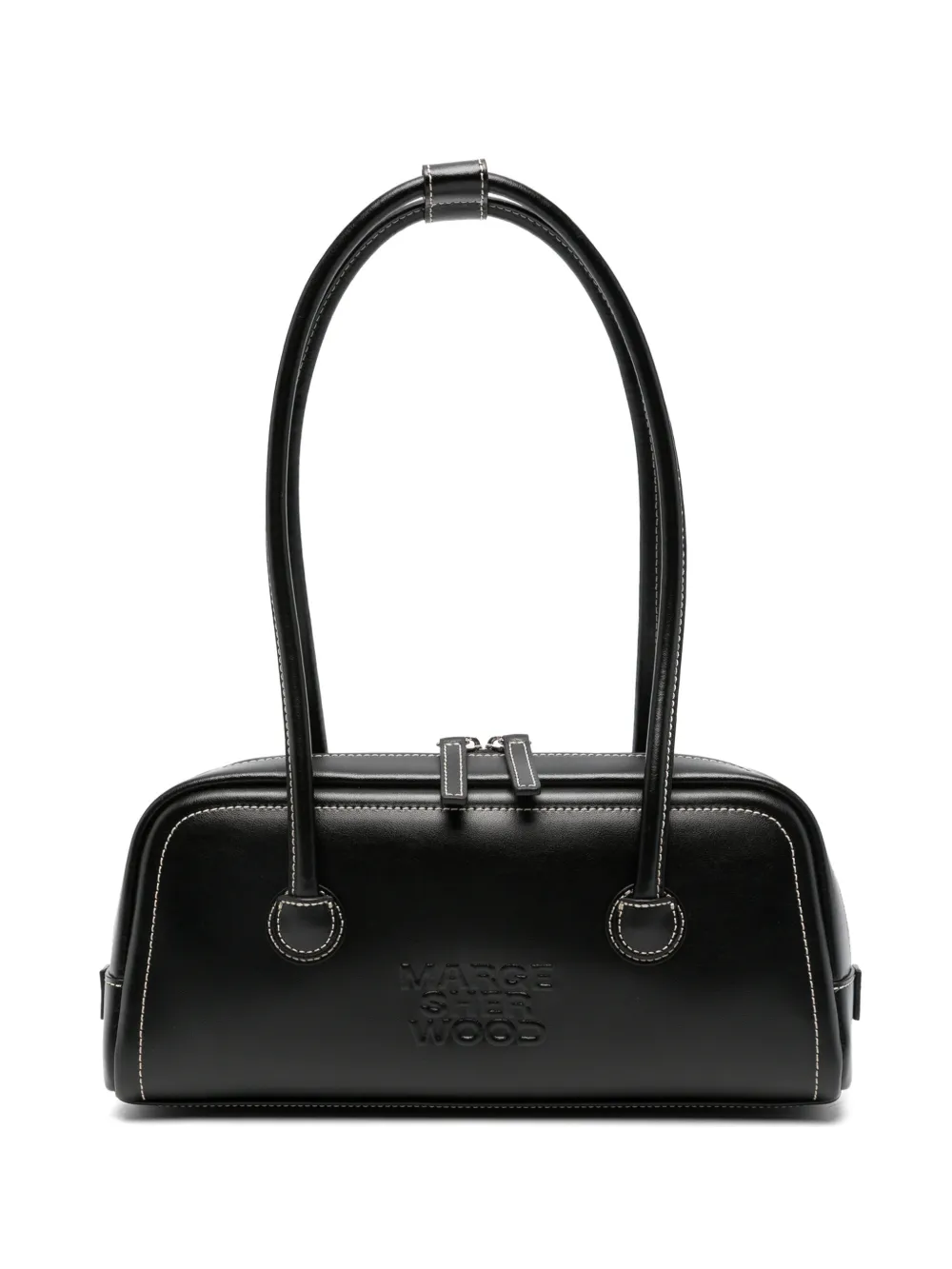 Marge Sherwood contrast-stitch logo-embossed tote bag - Nero