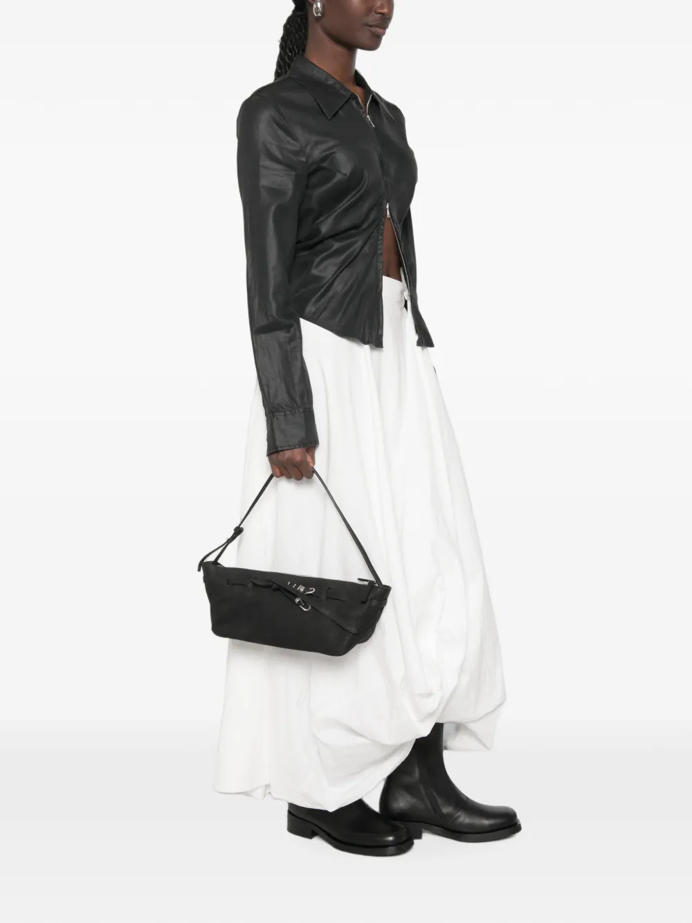 Marge Sherwood Leren shopper met riem Zwart