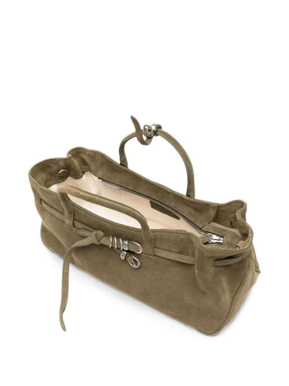Marge Sherwood Grandma Used suède shopper met gespdetail Groen