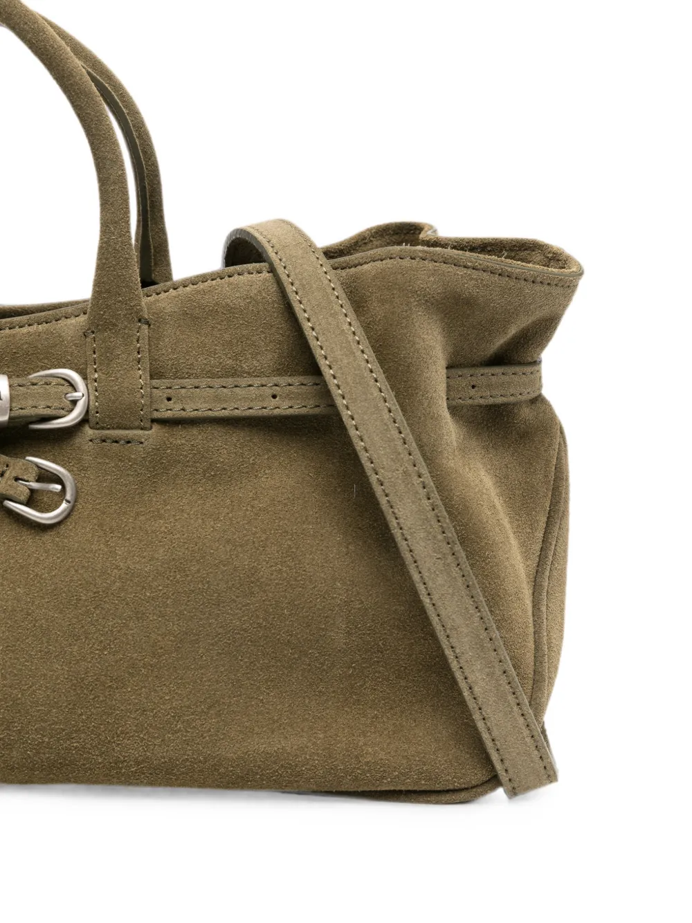 Marge Sherwood Grandma Used suède shopper met gespdetail Groen
