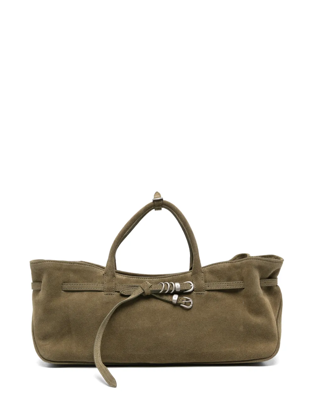 Marge Sherwood Grandma Used buckle-detail suede tote bag - Verde