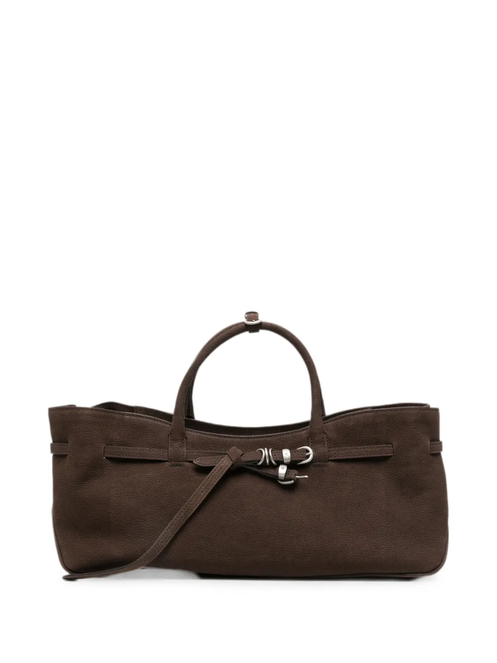 Marge Sherwood Grandma Used belted suede tote bag - Marrone